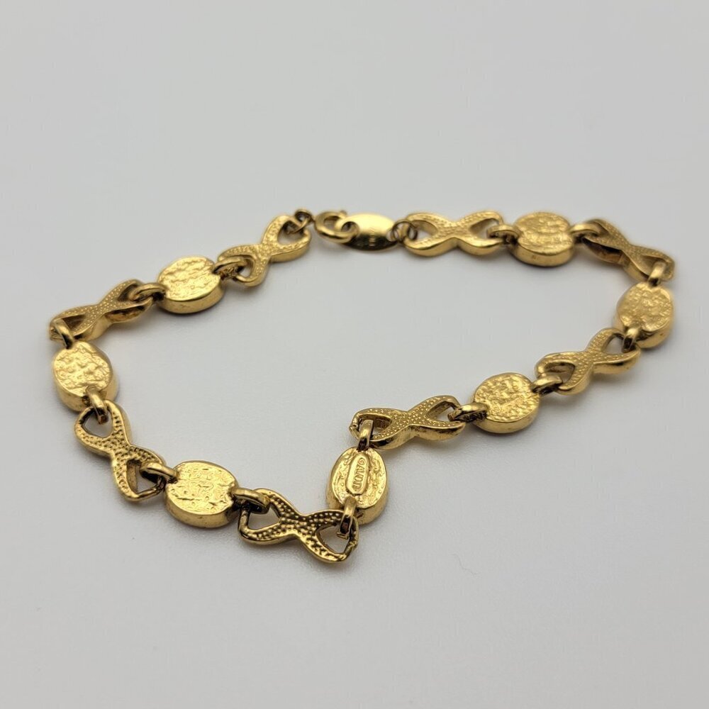 Vintage AVON Purple Rhinestone Infinity Bracelet 8 Inch Spring Ring Clasp - Picture 7 of 7